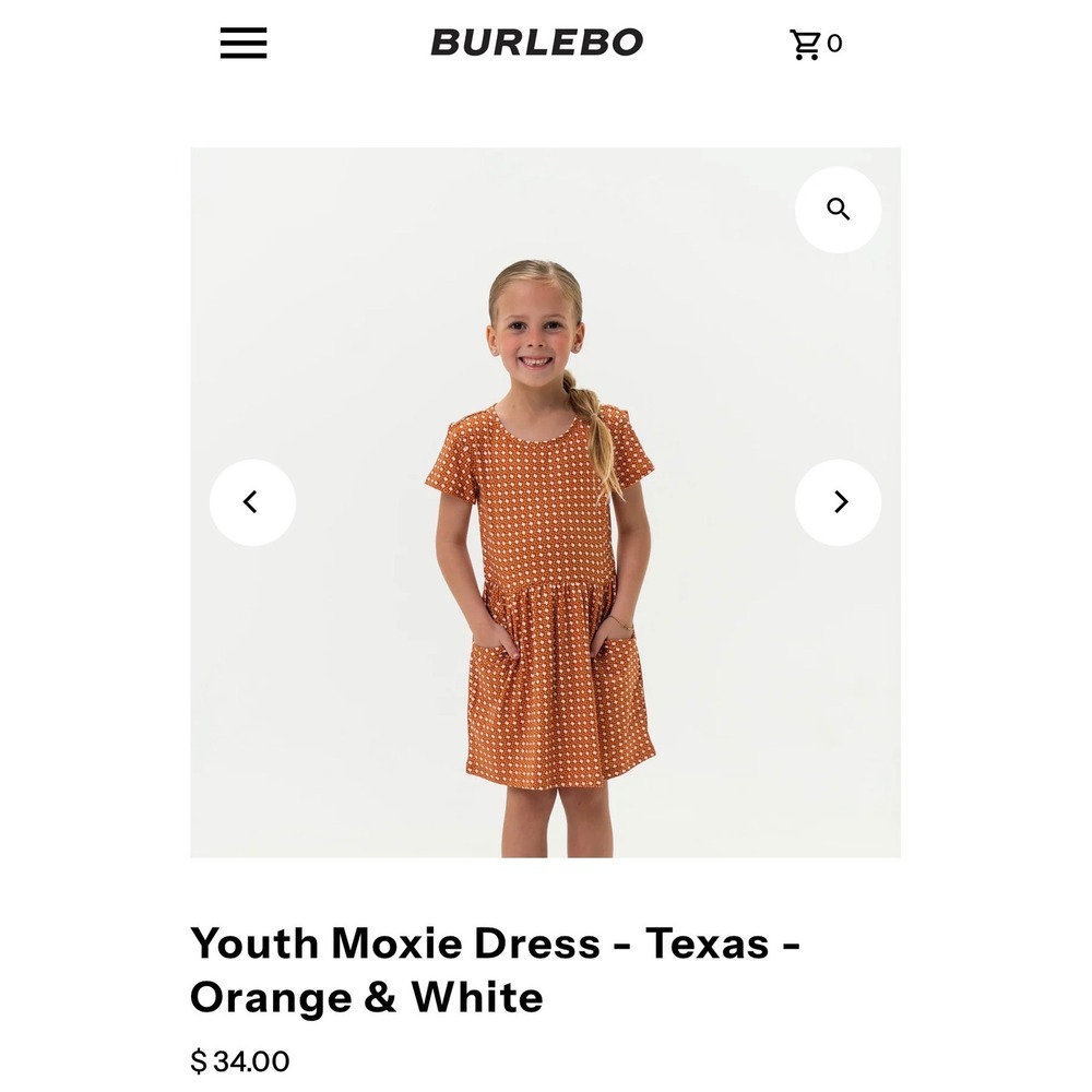 Burlebo Youth Moxie Dress Texas Orange White State Star Print 4T Y-GD-TOAW NEW